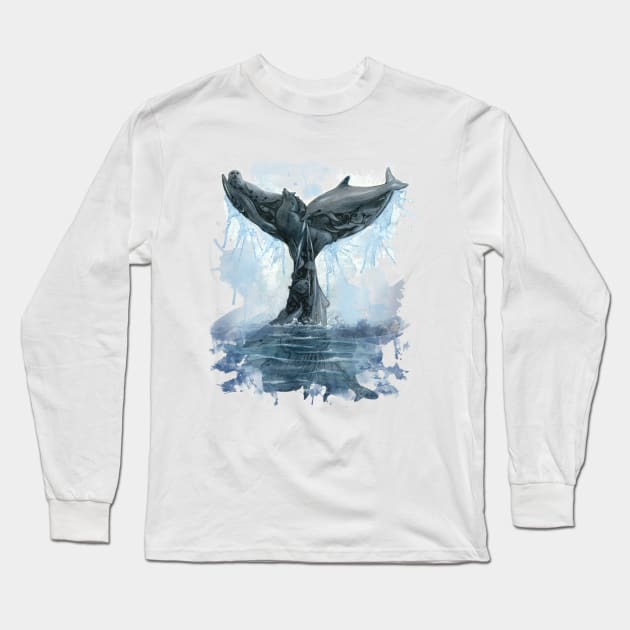 Whale Tail Long Sleeve T-Shirt by Warbler Creative